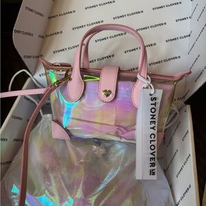 Stoney Clover Pouchette Pink and Iridescent purse NIB